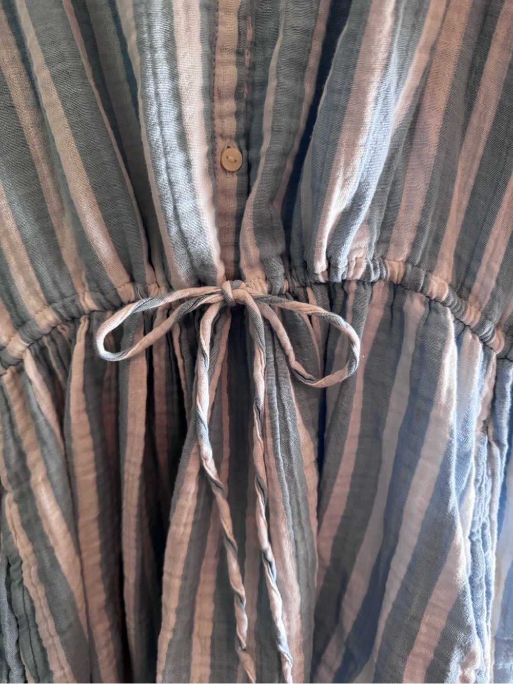 Old Navy Light Blue and White Striped Button-Front Top - Picture 2 of 5